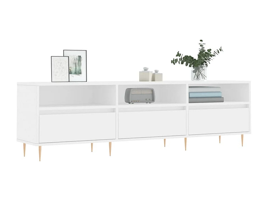 Meuble TV blanc 150x30x44,5 cm bois d'ingénierie