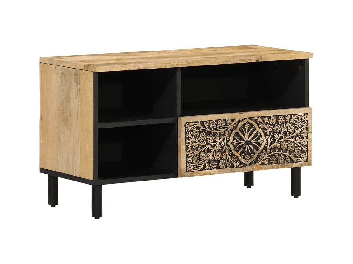 Meuble TV 80x33x46 cm bois massif de manguier