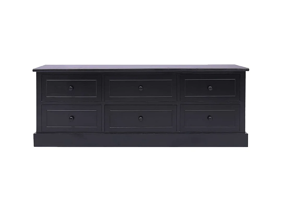 Meuble TV Noir 108x30x40 cm Bois de Paulownia solide
