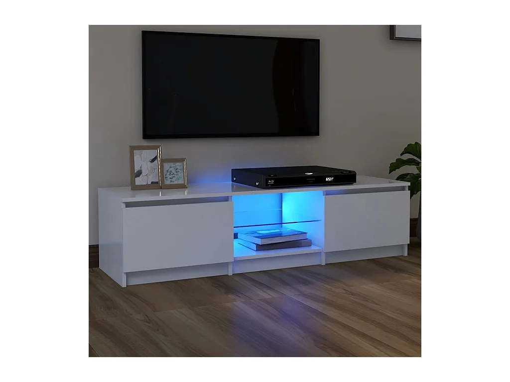 Meuble TV avec lumières LED blanc 140x40x35,5 cm