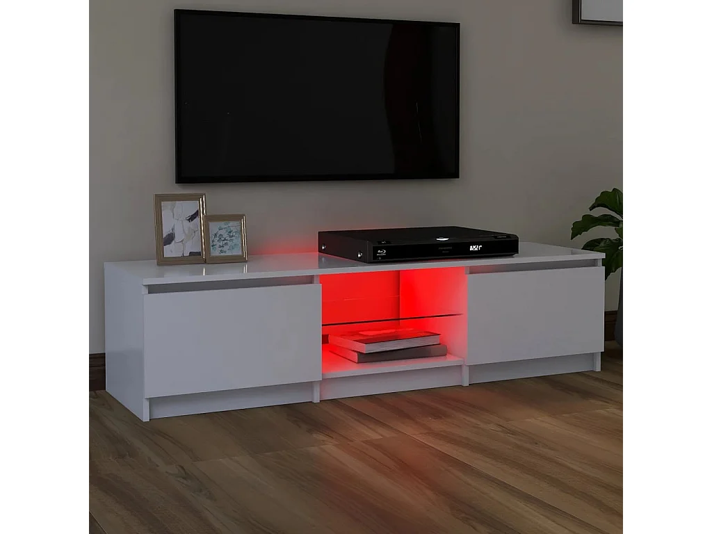 Meuble TV avec lumières LED blanc 140x40x35,5 cm