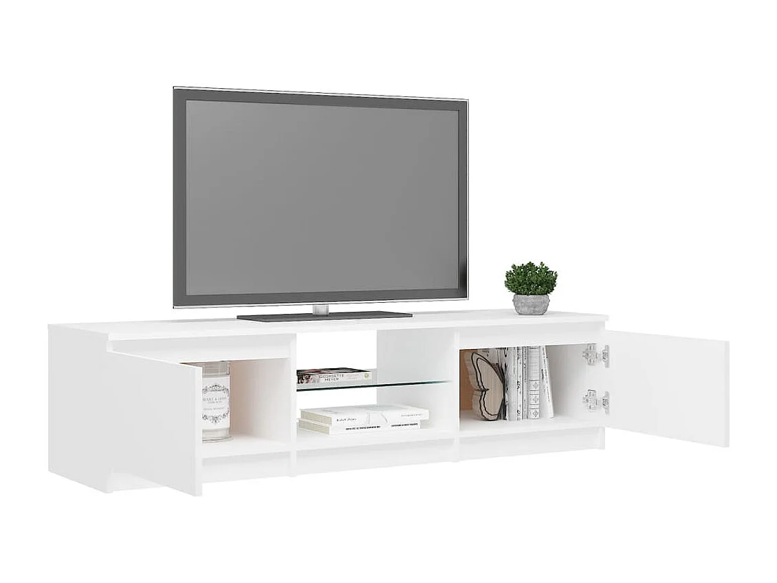 Meuble TV avec lumières LED blanc 140x40x35,5 cm