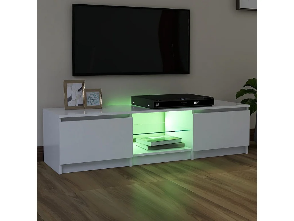 Meuble TV avec lumières LED blanc 140x40x35,5 cm