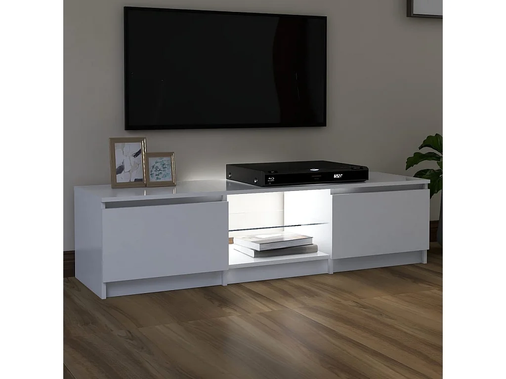 Meuble TV avec lumières LED blanc 140x40x35,5 cm