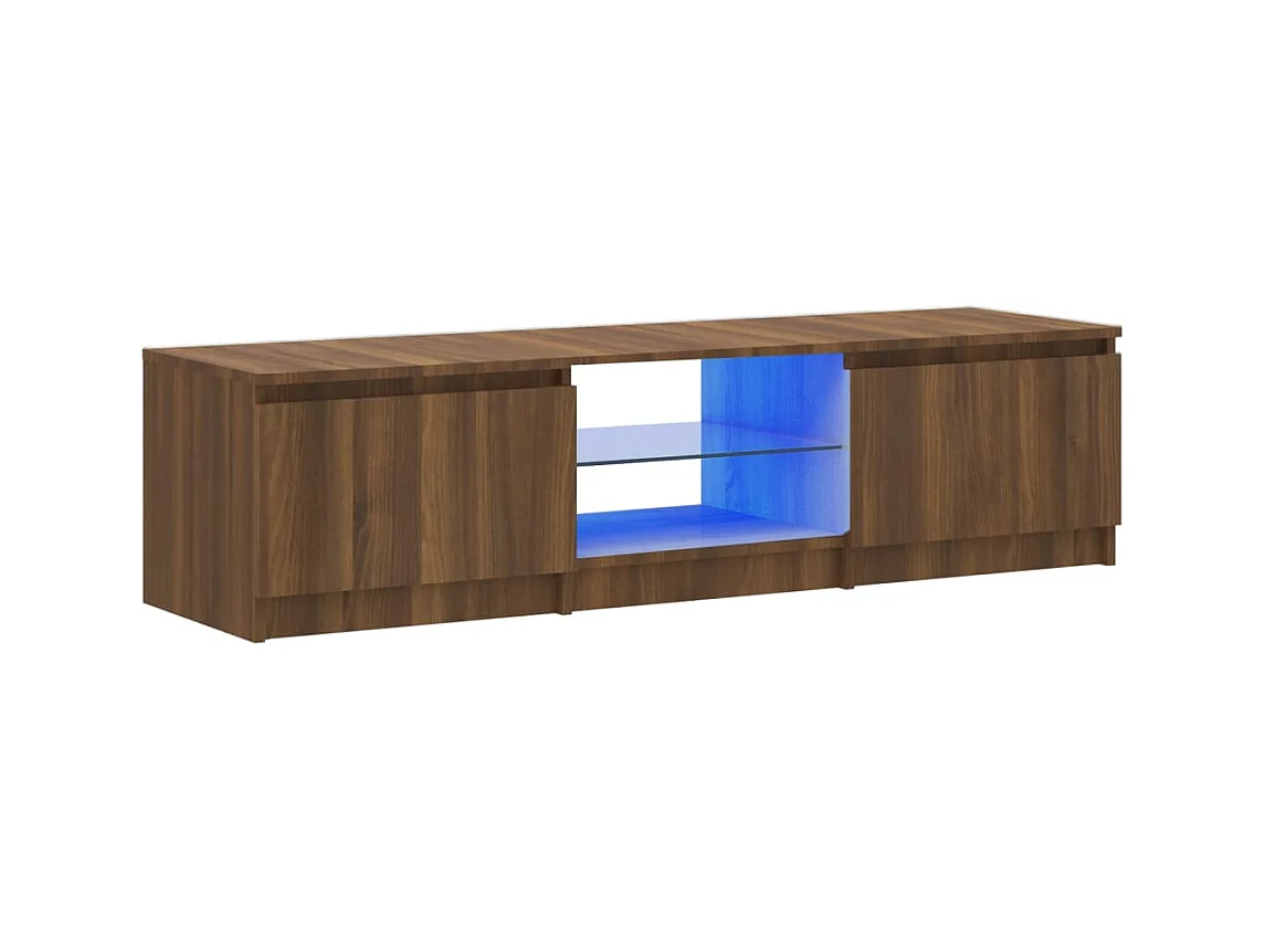Meuble TV avec lumières LED Chêne marron 140x40x35,5 cm
