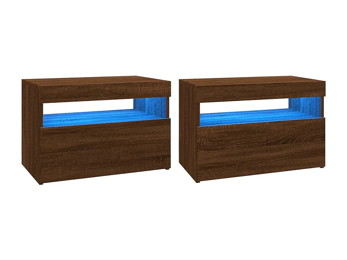 Móveis de TV 2 peças com luzes LED 60x35x40 cm carvalho castanho