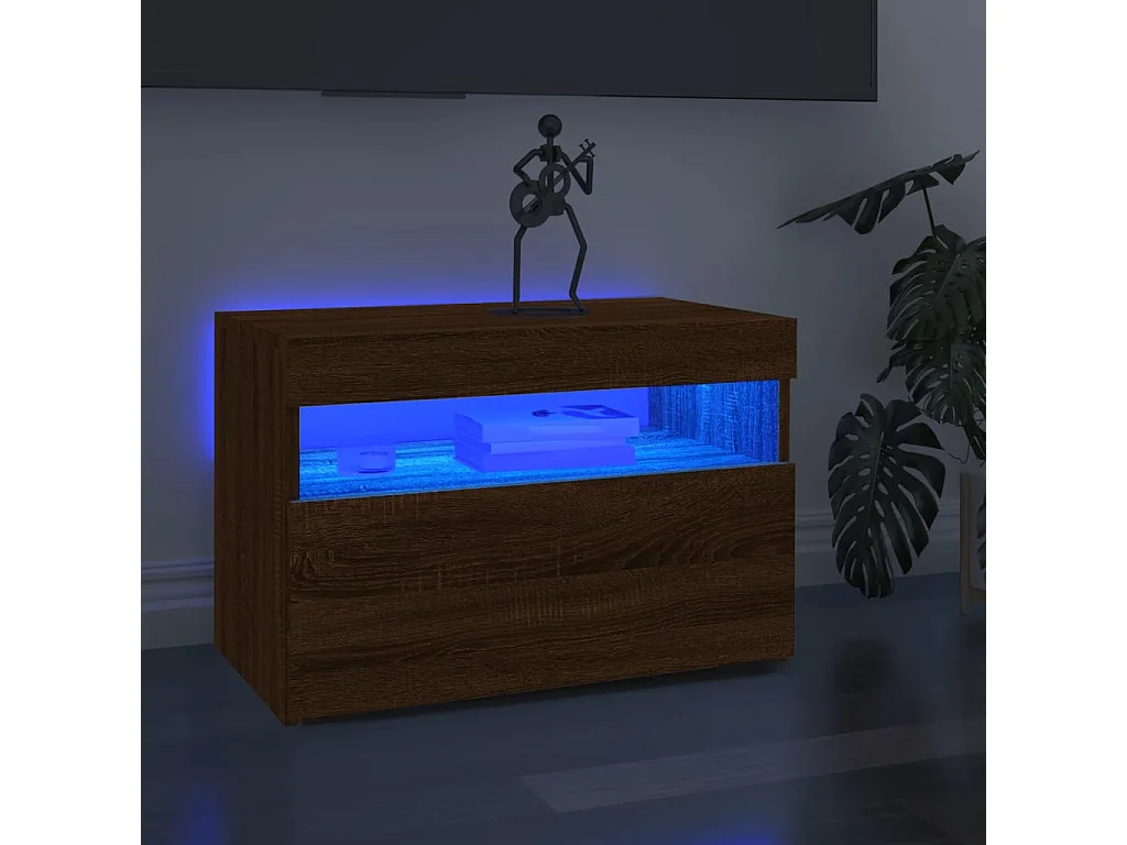 Móveis de TV 2 peças com luzes LED 60x35x40 cm carvalho castanho