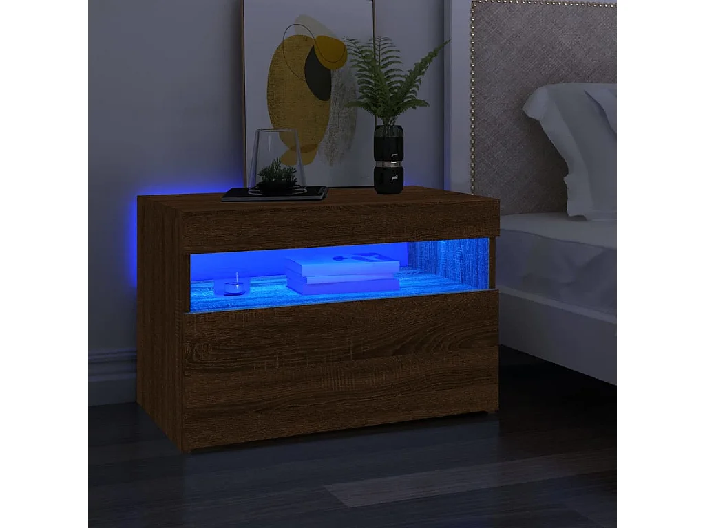 Móveis de TV 2 peças com luzes LED 60x35x40 cm carvalho castanho