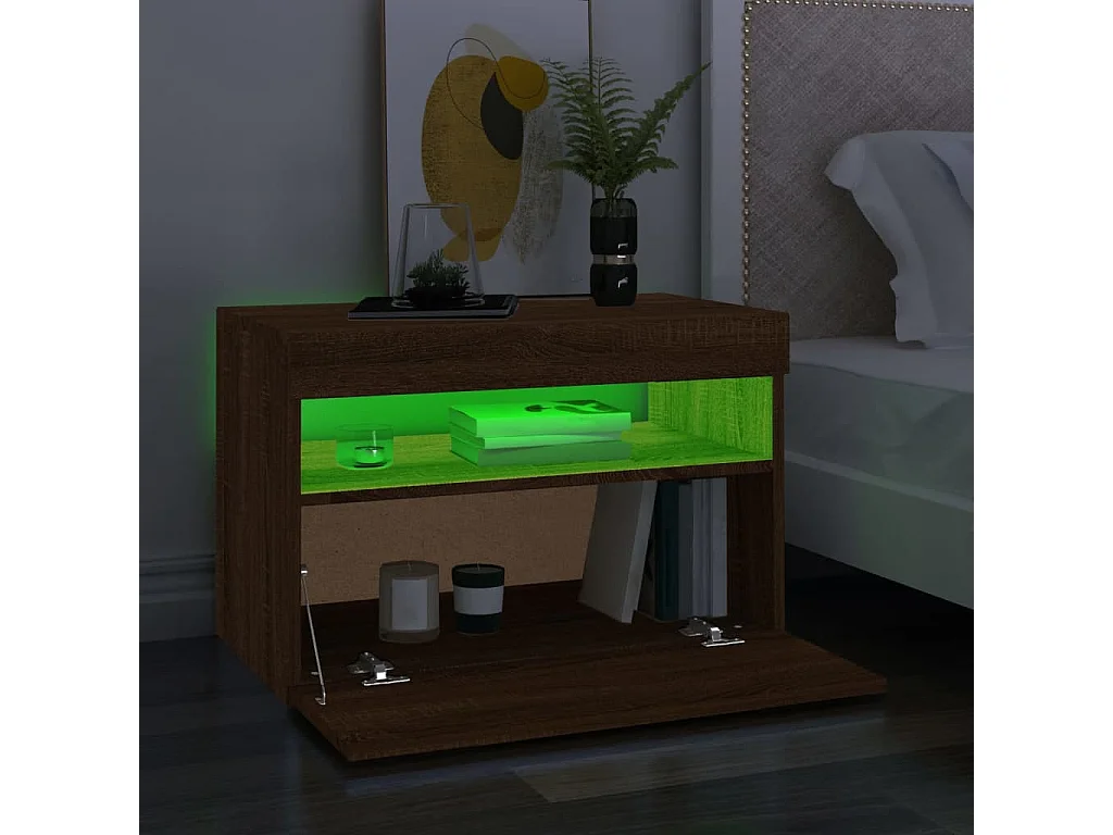 Móveis de TV 2 peças com luzes LED 60x35x40 cm carvalho castanho