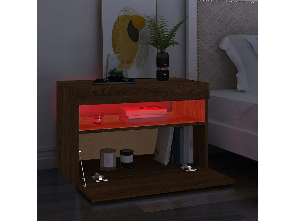 Móveis de TV 2 peças com luzes LED 60x35x40 cm carvalho castanho