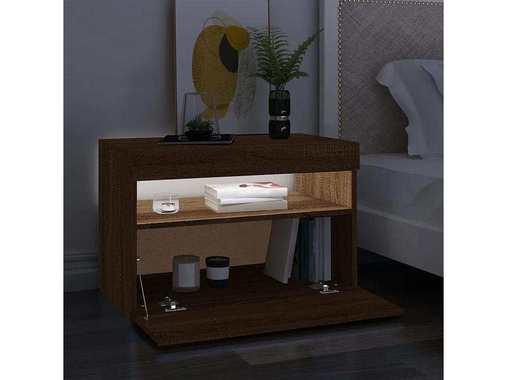 Móveis de TV 2 peças com luzes LED 60x35x40 cm carvalho castanho