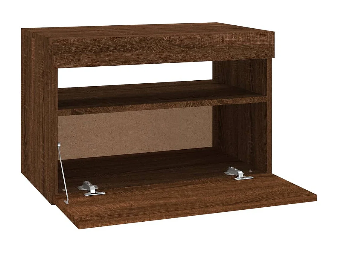 Móveis de TV 2 peças com luzes LED 60x35x40 cm carvalho castanho