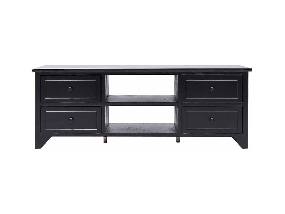 Meuble TV Noir 108x30x40 cm Bois de Paulownia solide
