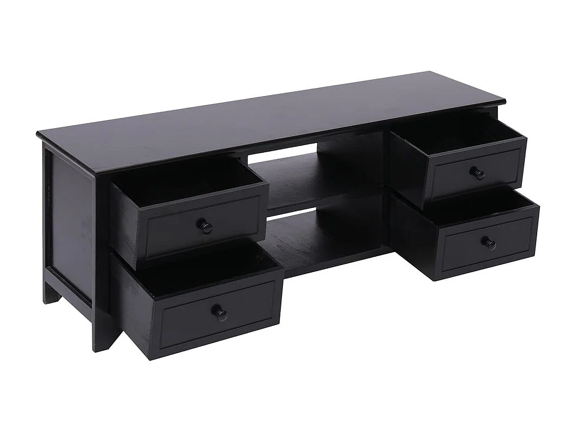 Meuble TV Noir 108x30x40 cm Bois de Paulownia solide