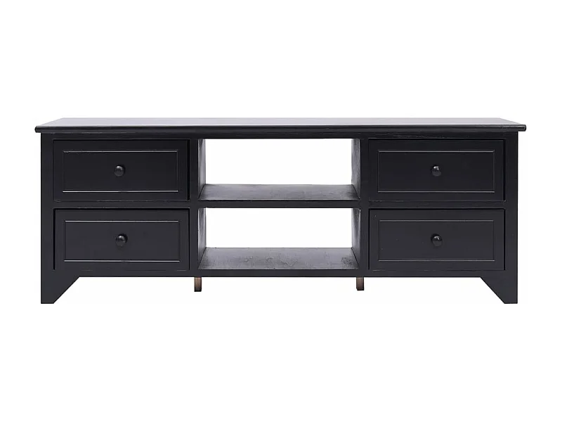 Meuble TV Noir 108x30x40 cm Bois de Paulownia solide