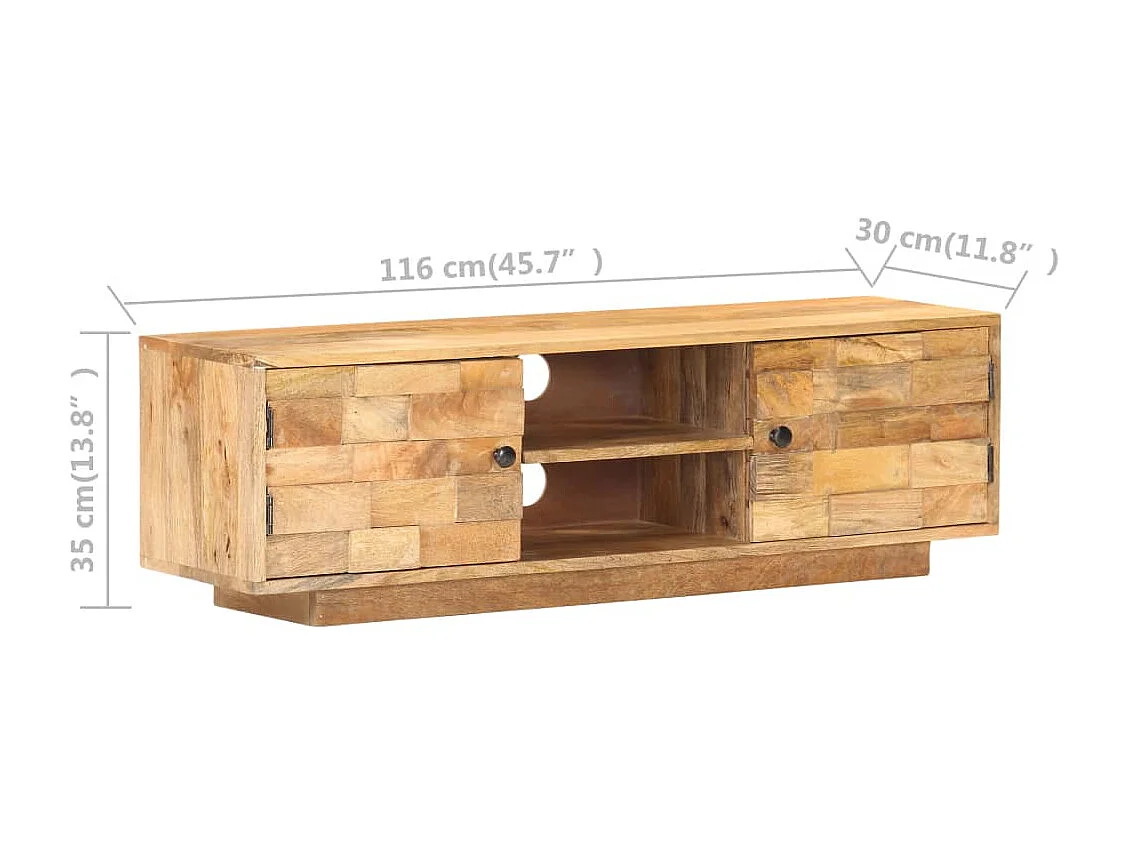 Móvel de TV 116x30x35 cm madeira de mangueira maciça