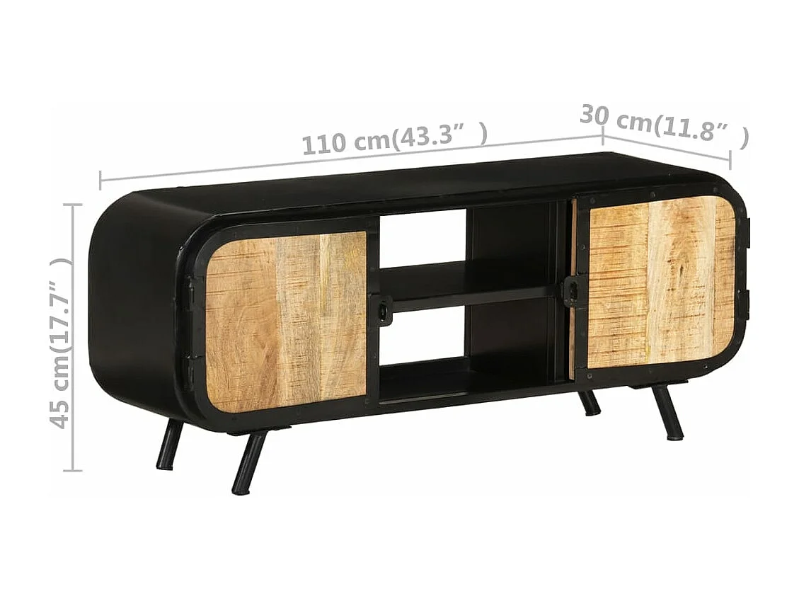 Mueble para TV de madera maciza de mango rugosa 110x30x45 cm