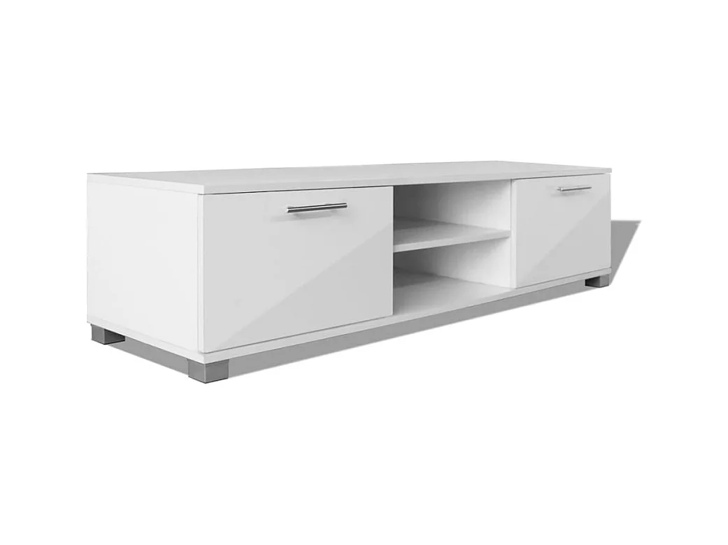 Meuble TV à haute brillance blanc 120 x 40,3 x 34,7 cm