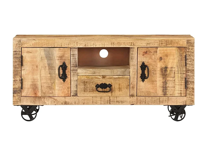 Meuble TV Bois de manguier brut 110x30x50 cm