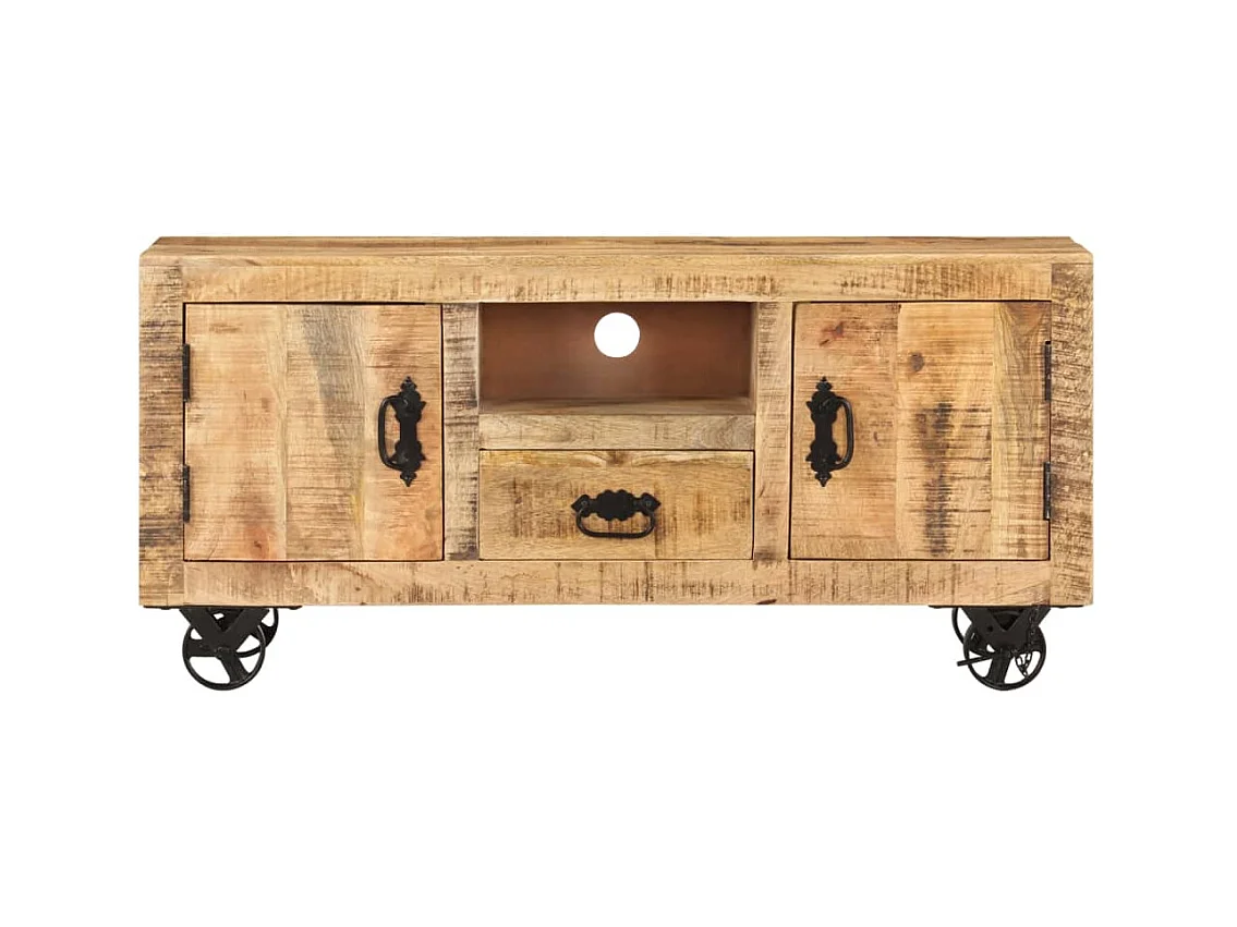 Meuble TV Bois de manguier brut 110x30x50 cm