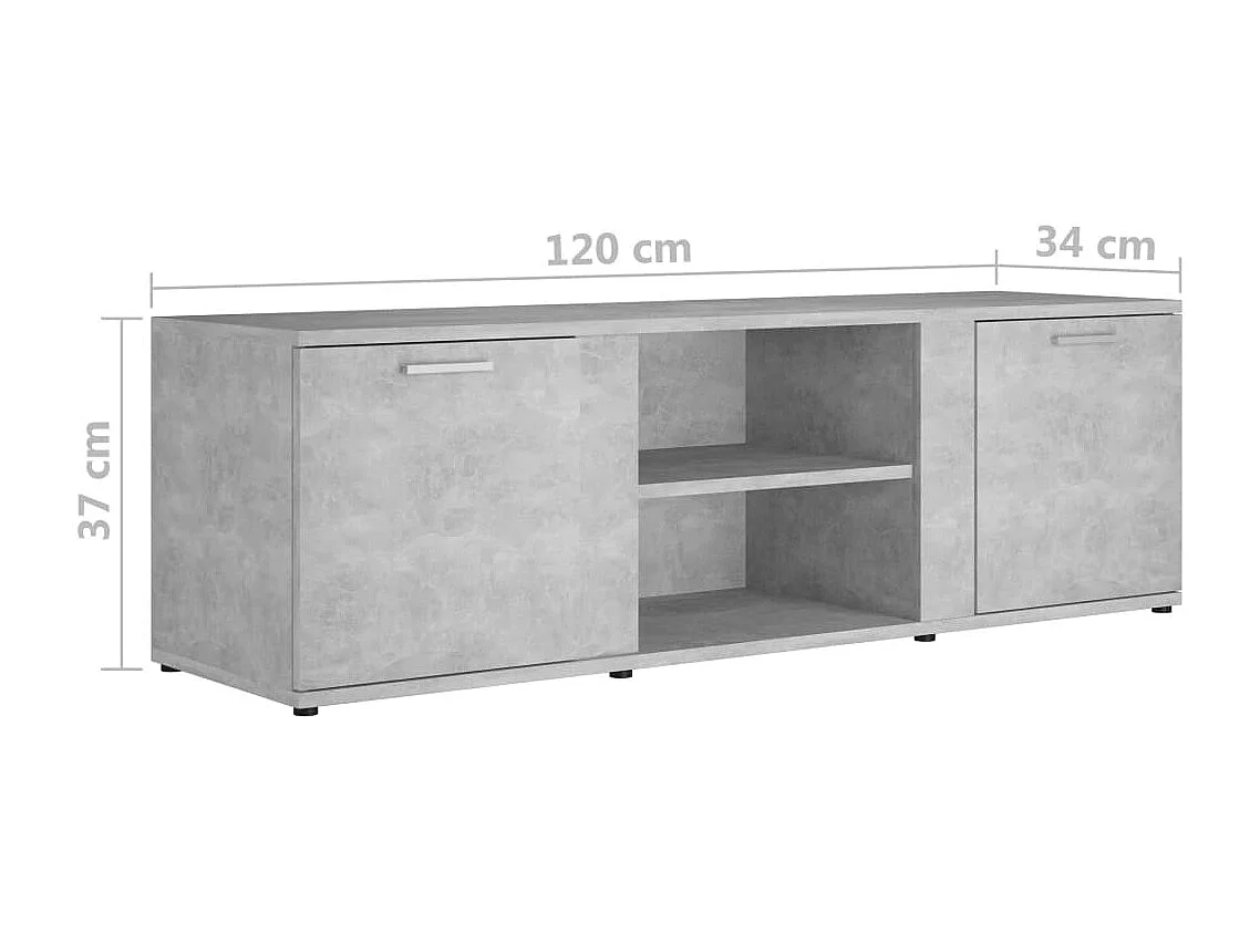 Meuble TV Gris béton 120x34x37 cm Aggloméré