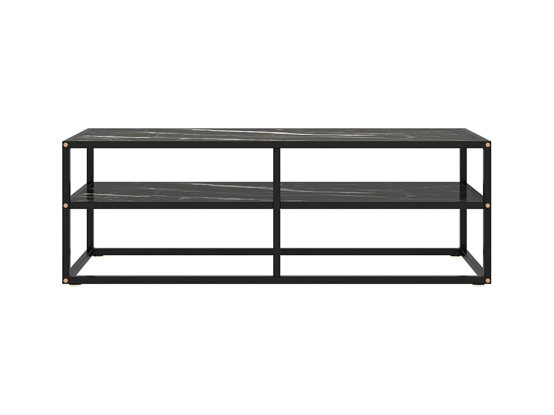 Meuble TV noir avec verre marbre noir 120x40x40 cm