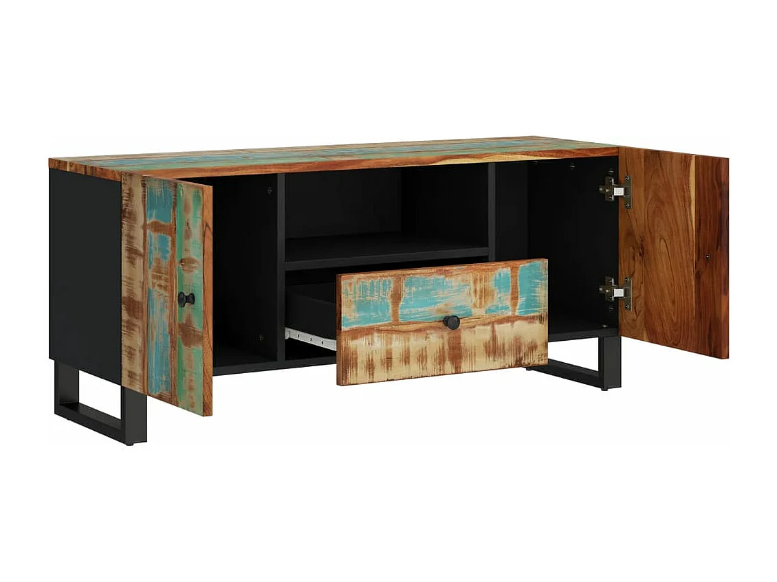 Mueble TV madera reciclada y madera contrachapada 105x33,5x46cm