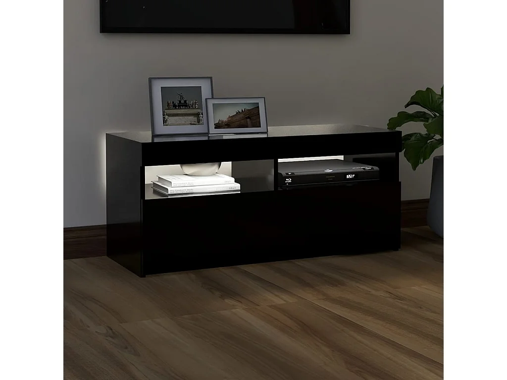 Tv-meubel met LED-verlichting 90x35x40 cm zwart