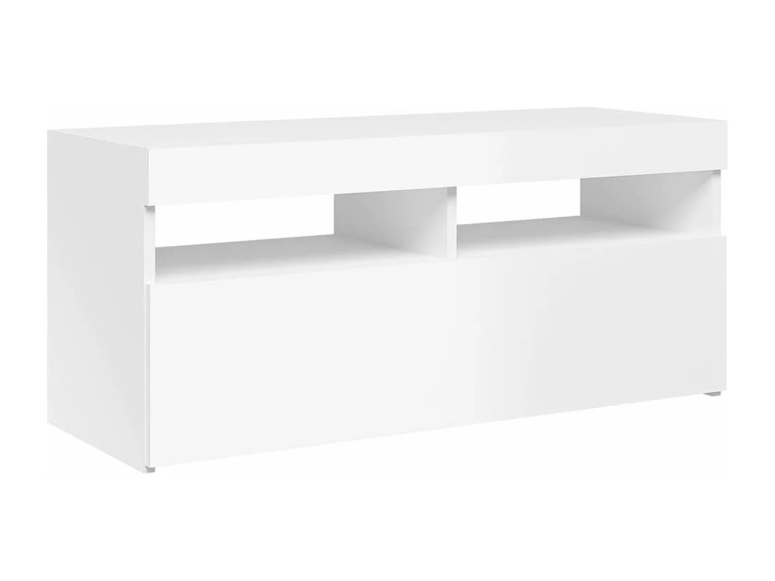 Meuble TV avec lumières LED blanc brillant 90x35x40 cm