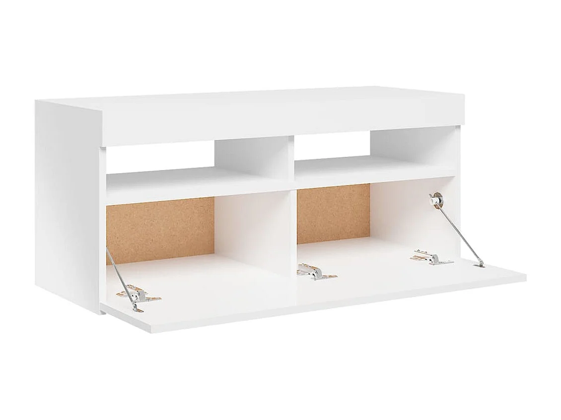 Meuble TV avec lumières LED blanc brillant 90x35x40 cm