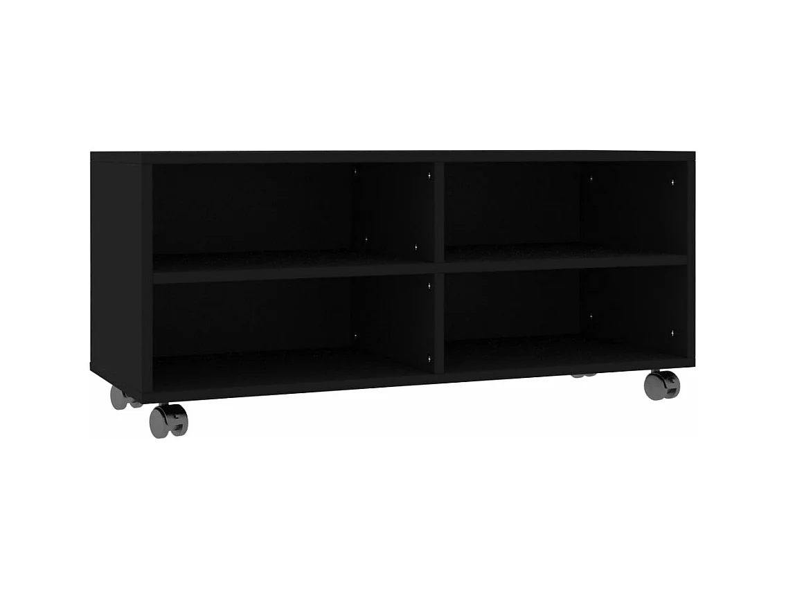 Móvel de TV com rodas 90x35x35 cm contraplacado preto