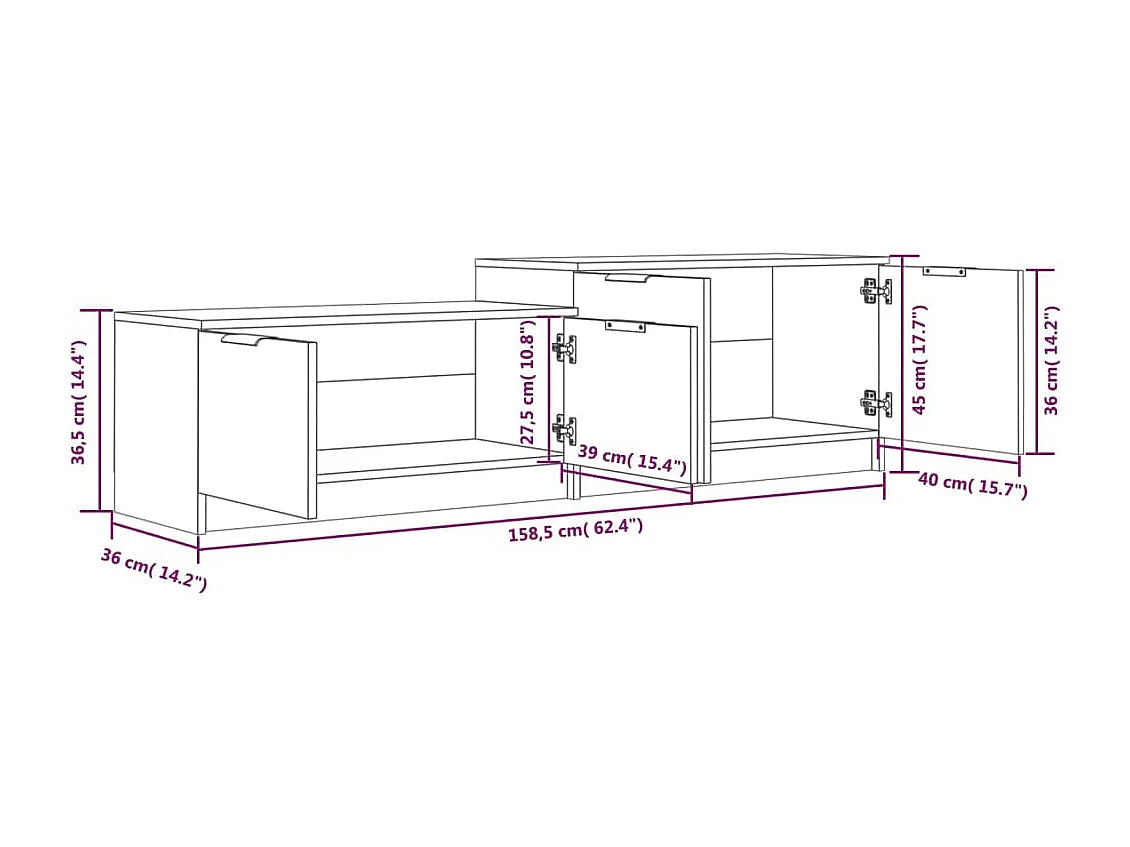 Meuble TV Chêne sonoma 158,5x36x45 cm Bois d'ingénierie