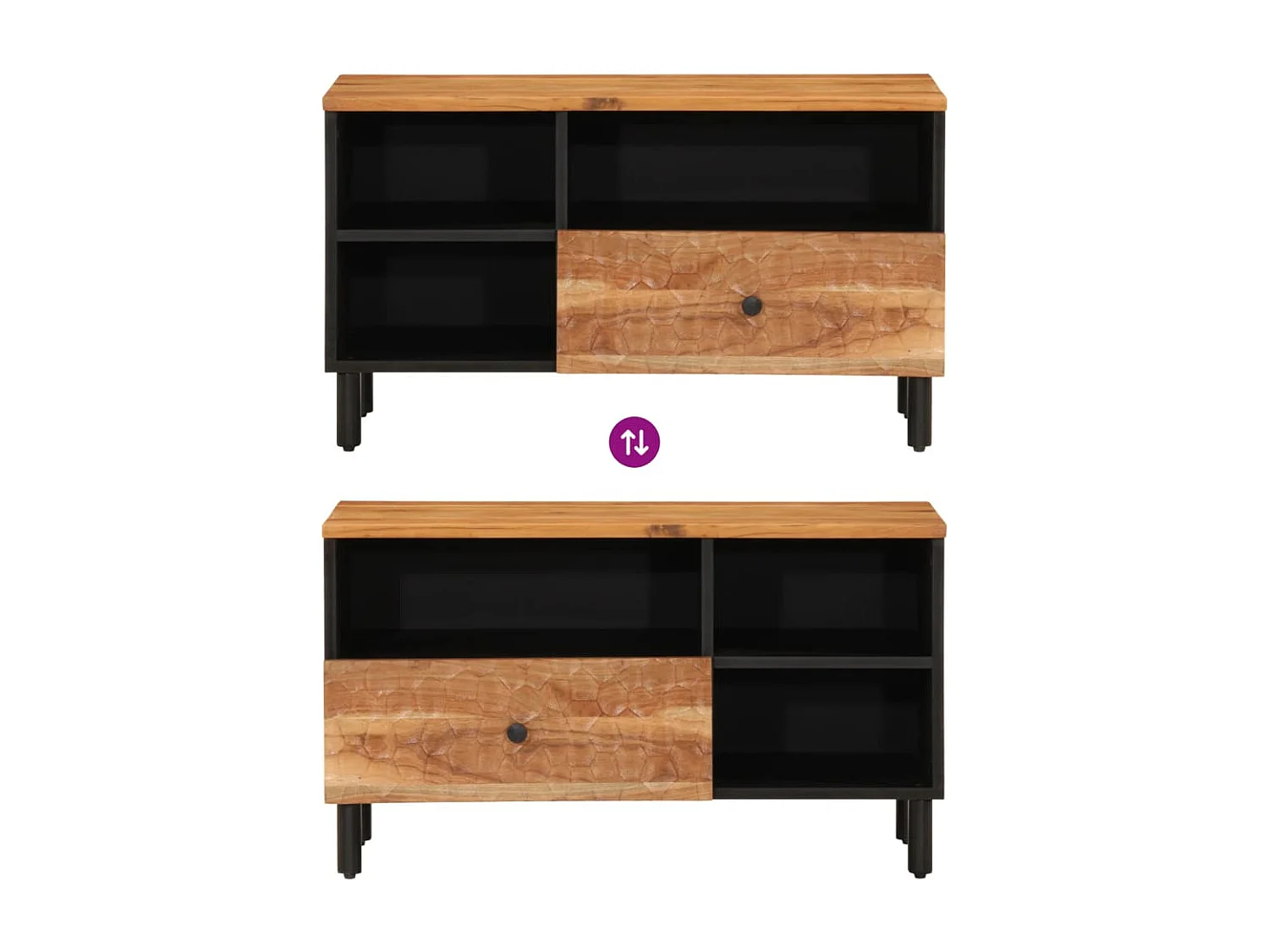 Mueble de TV madera maciza de acacia 80x33x46 cm