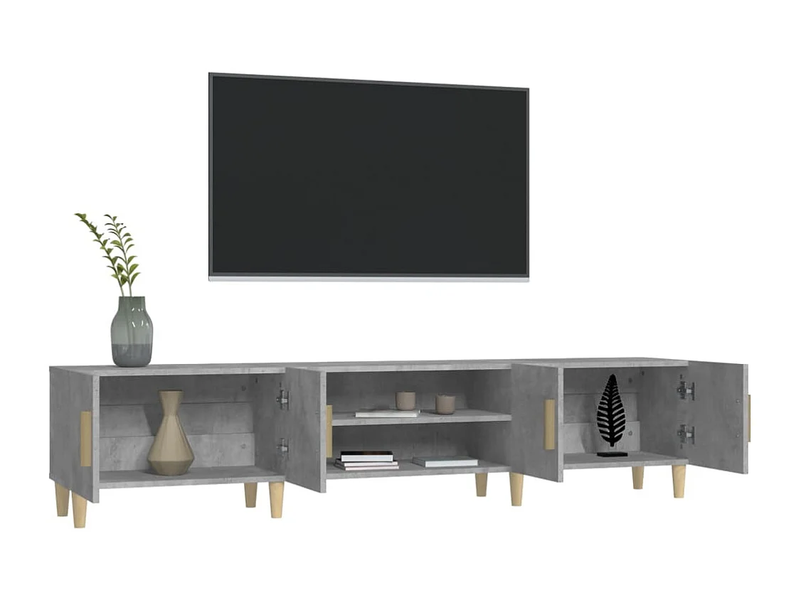 Meuble TV gris béton 180x31,5x40 cm bois d'ingénierie