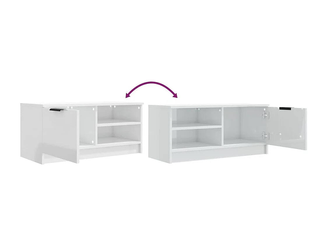 Meuble TV Blanc brillant 80x35x36,5 cm Bois d'ingénierie