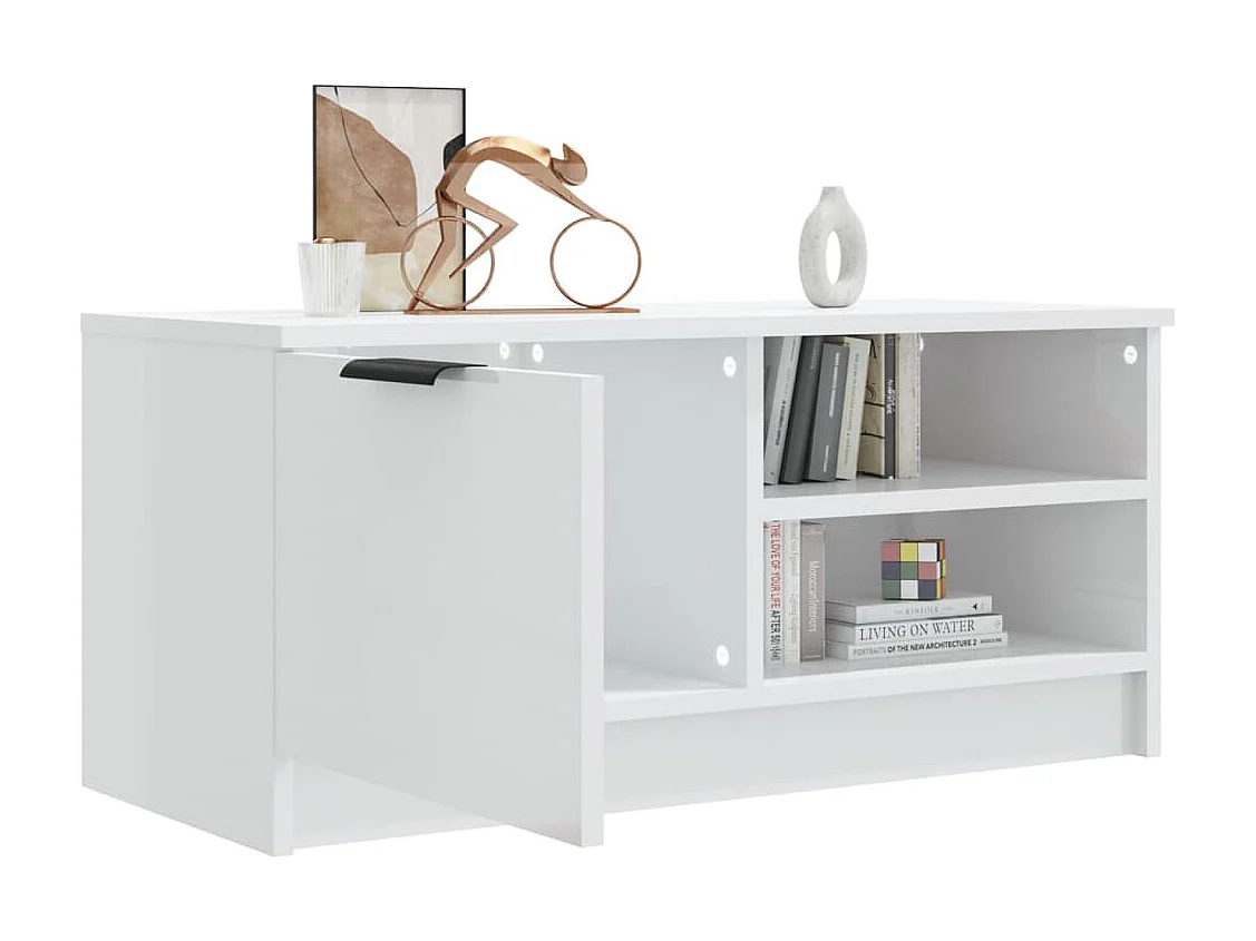 Mueble de TV madera contrachapada blanco brillante 80x35x36,5cm