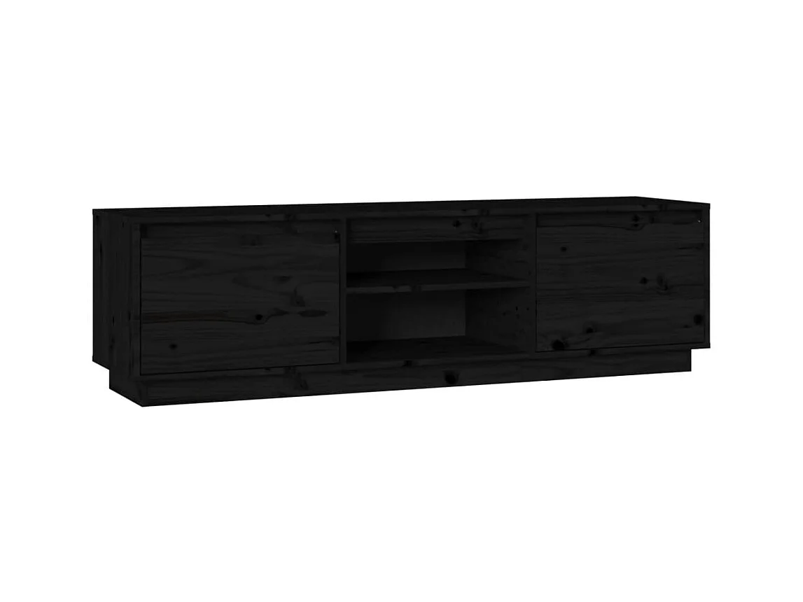 Meuble TV Noir 140x35x40 cm Bois de pin massif