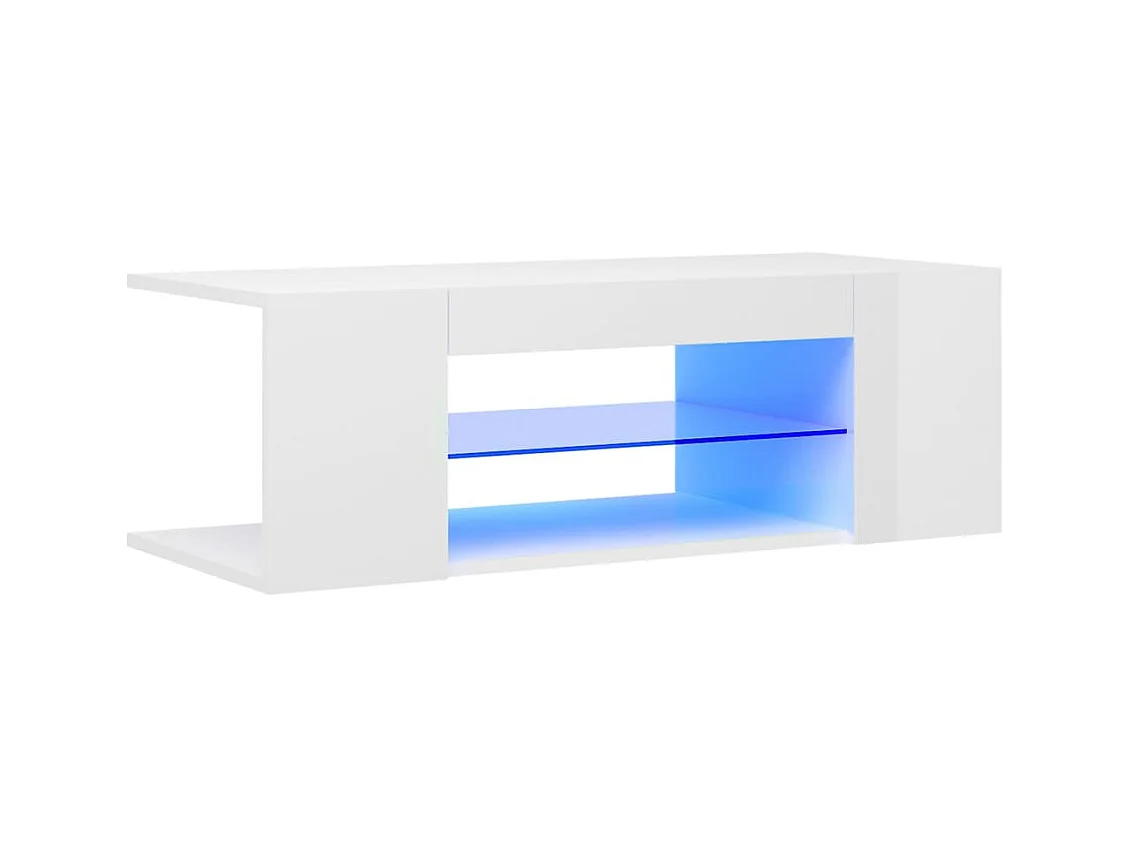Meuble TV avec lumières LED blanc brillant 90x39x30 cm