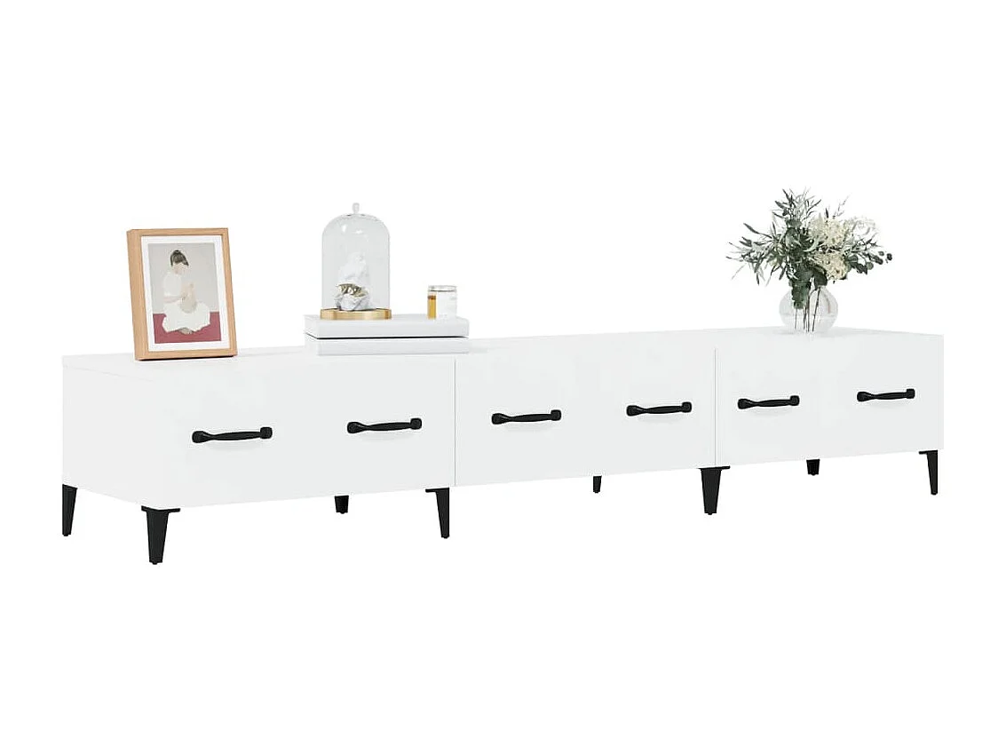 Meuble TV Blanc brillant 150x34,5x30 cm Bois d'ingénierie