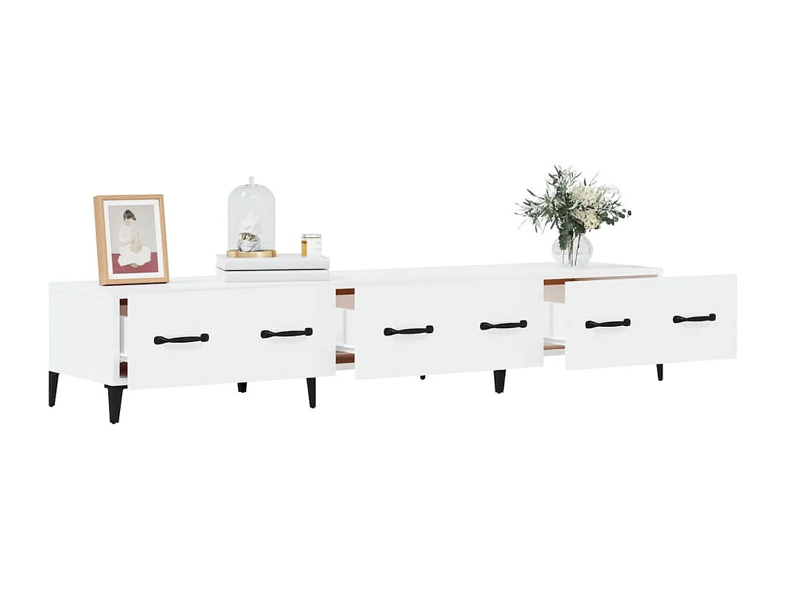 Meuble TV Blanc brillant 150x34,5x30 cm Bois d'ingénierie