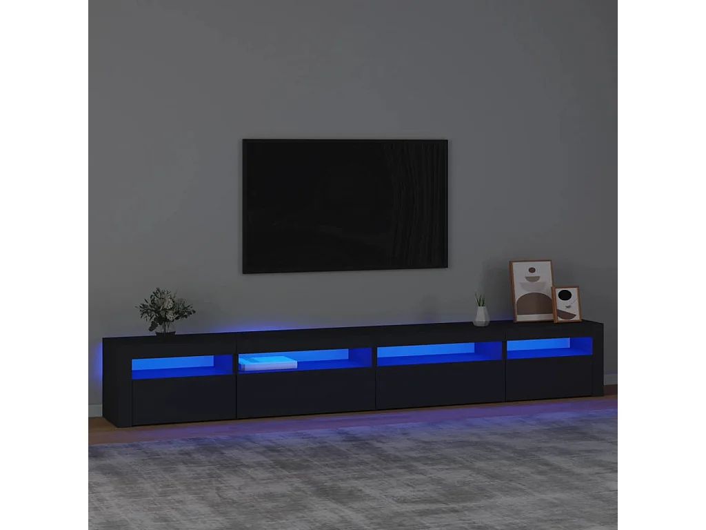 Meuble TV avec lumières LED Noir 270x35x40 cm