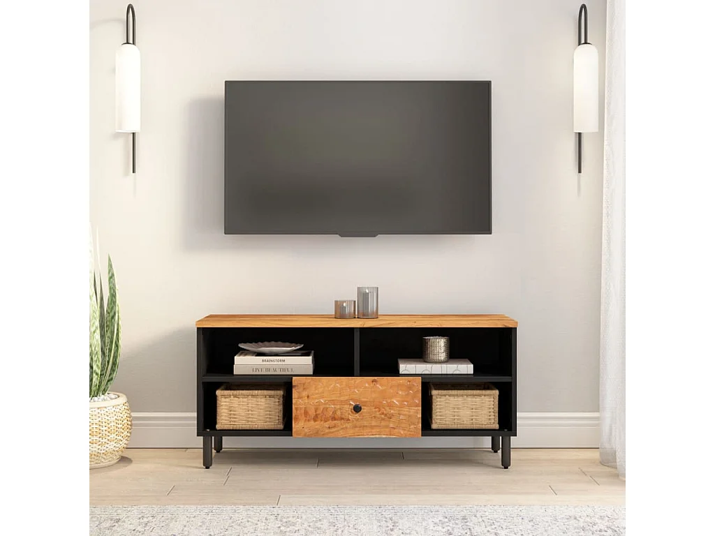 Meuble TV 100x33x46 cm bois d'acacia solide