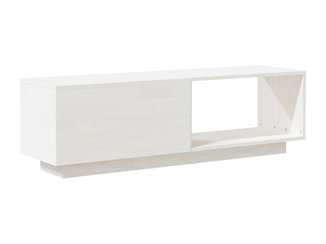 Meuble TV Blanc 110x30x33,5 cm Bois de pin massif