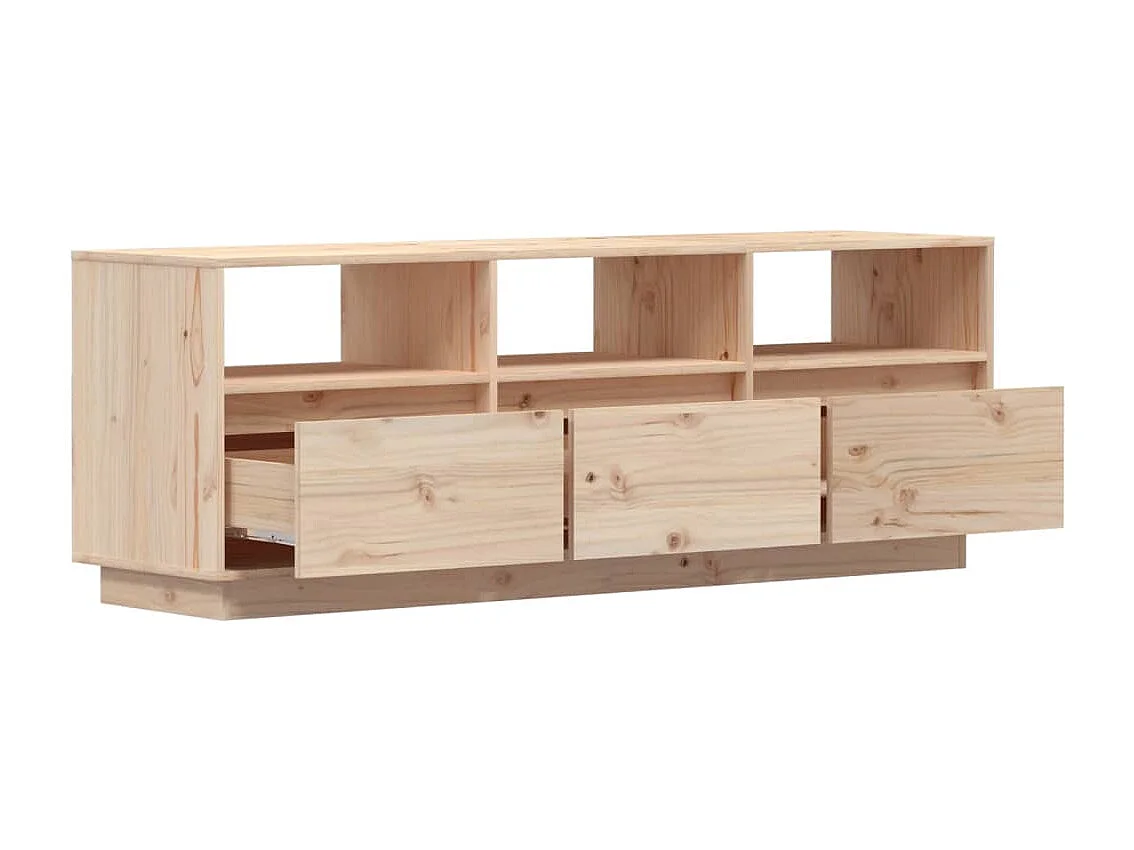 Mueble de TV de madera maciza de pino 140x37x50 cm