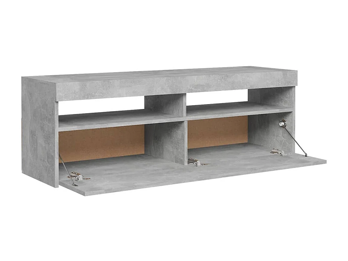 Meuble TV avec lumières LED gris béton 120x35x40 cm