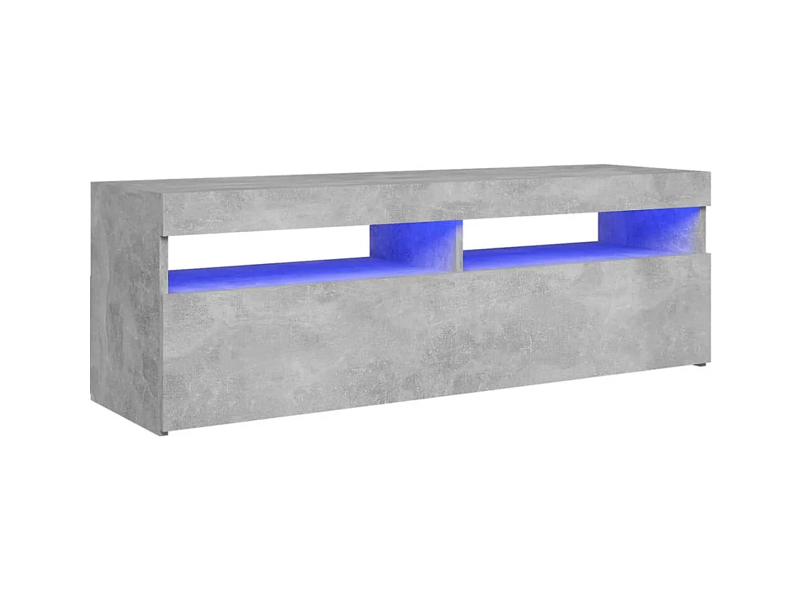 Meuble TV avec lumières LED gris béton 120x35x40 cm