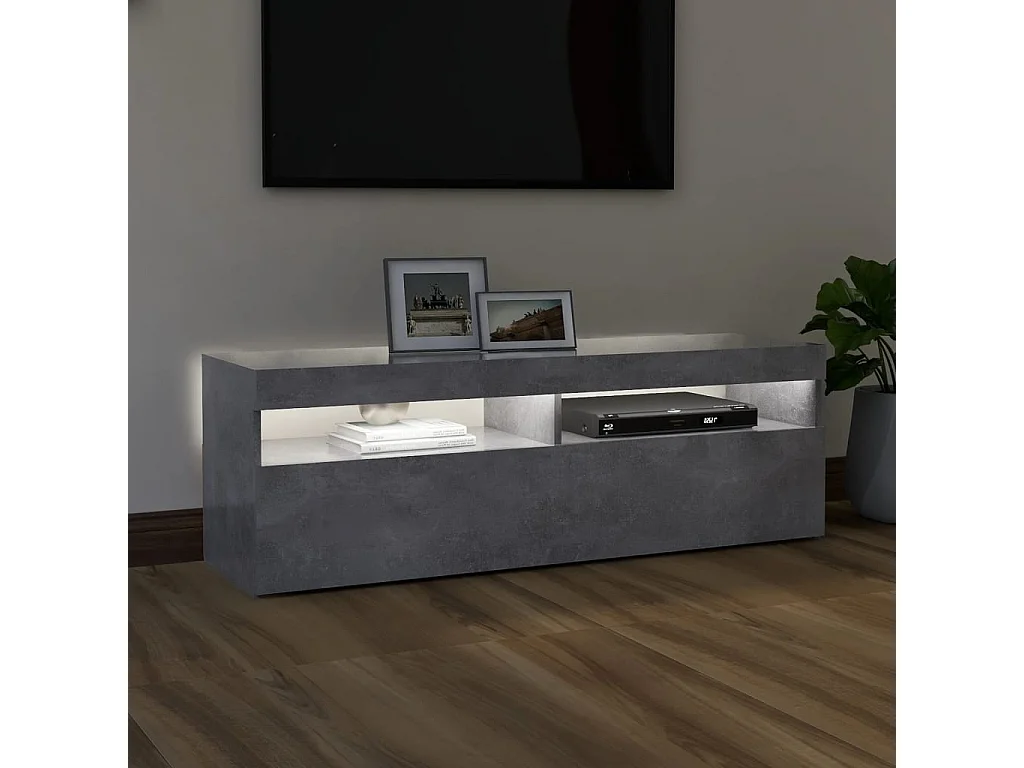 Meuble TV avec lumières LED gris béton 120x35x40 cm