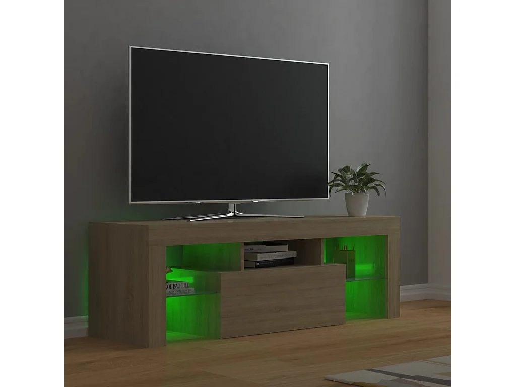 Meuble TV avec lumières LED chêne sonoma 120x35x40 cm