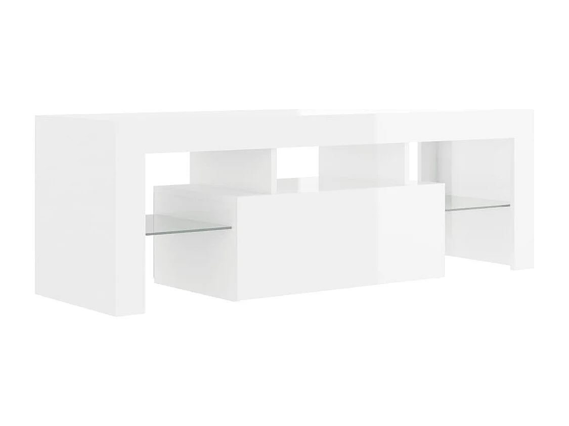 Meuble TV avec lumières LED blanc brillant 120x35x40 cm