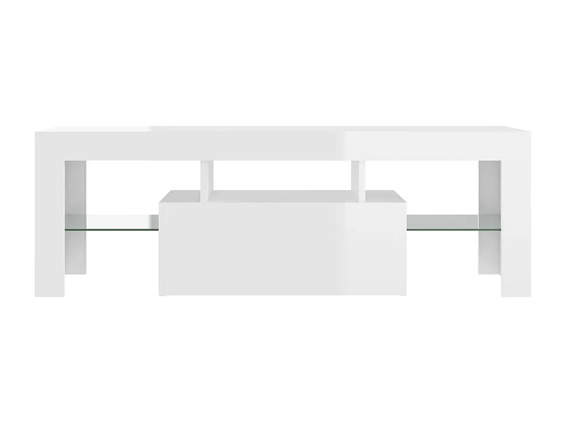 Meuble TV avec lumières LED blanc brillant 120x35x40 cm